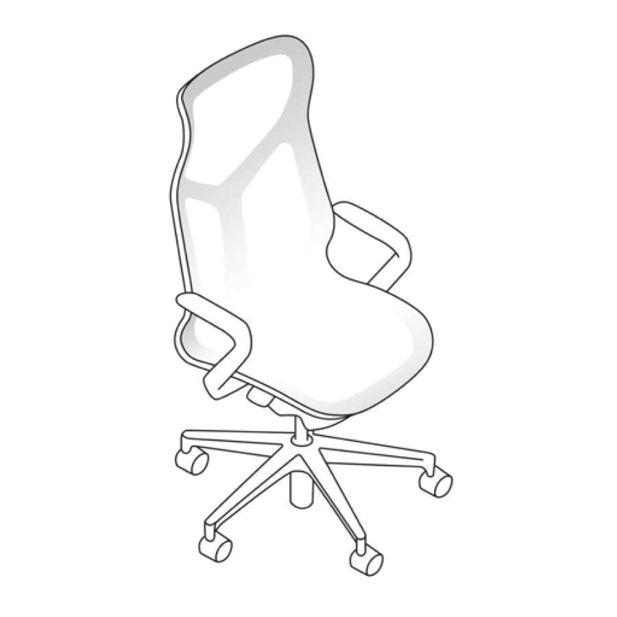 Three-quarter front view line art of a Cosm high-back chair.