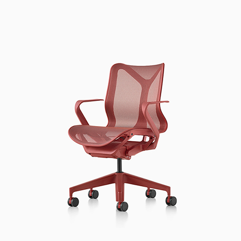 Three-quarter front view of a graphite Cosm low-back chair.